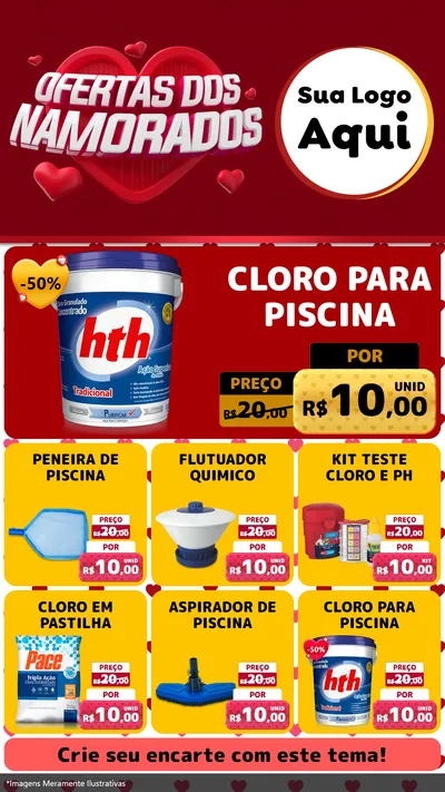 Modelo de Rede Social para Stories com o tema Ofertas Dos Namorados para Produtos para Piscina