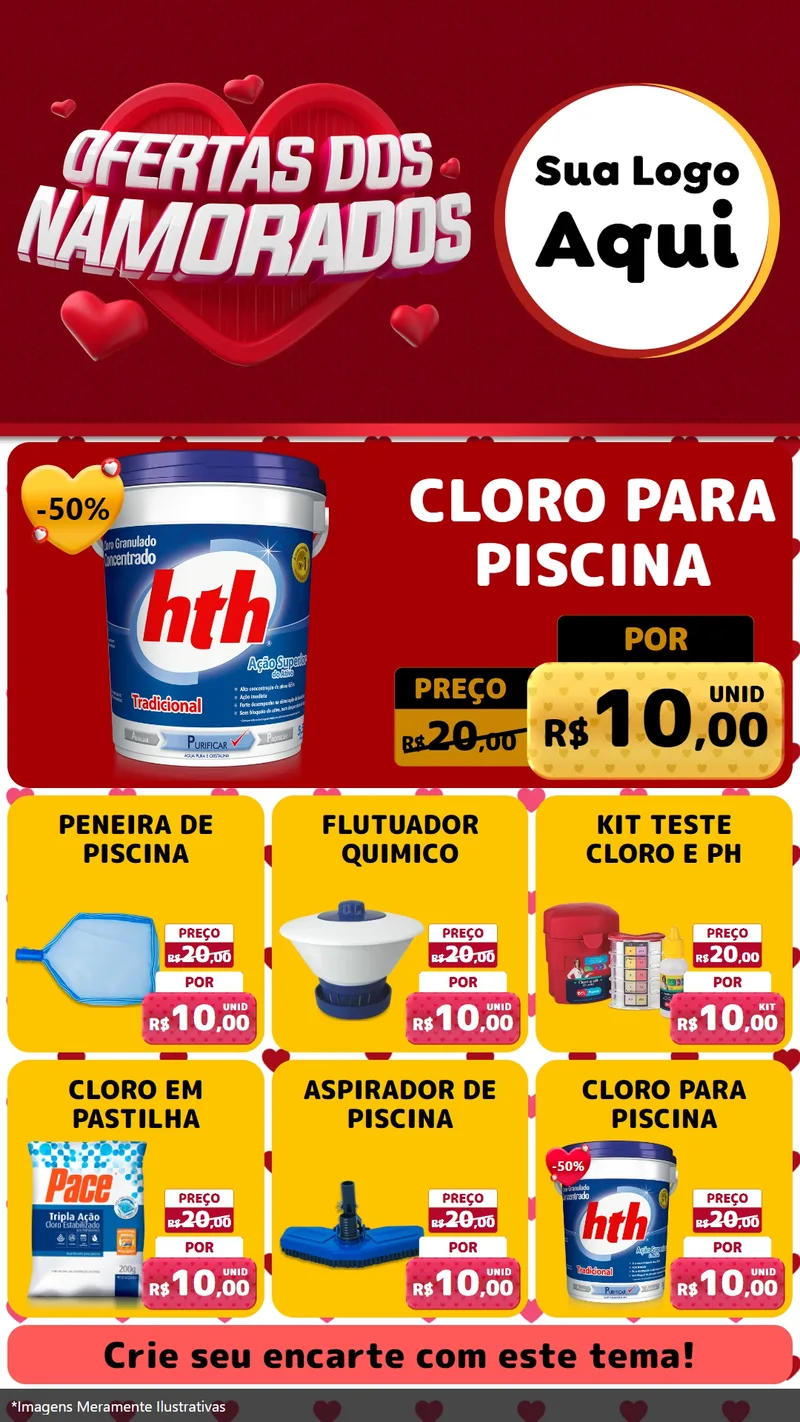 Modelo de Rede Social para Stories com o tema Ofertas Dos Namorados para Produtos para Piscina