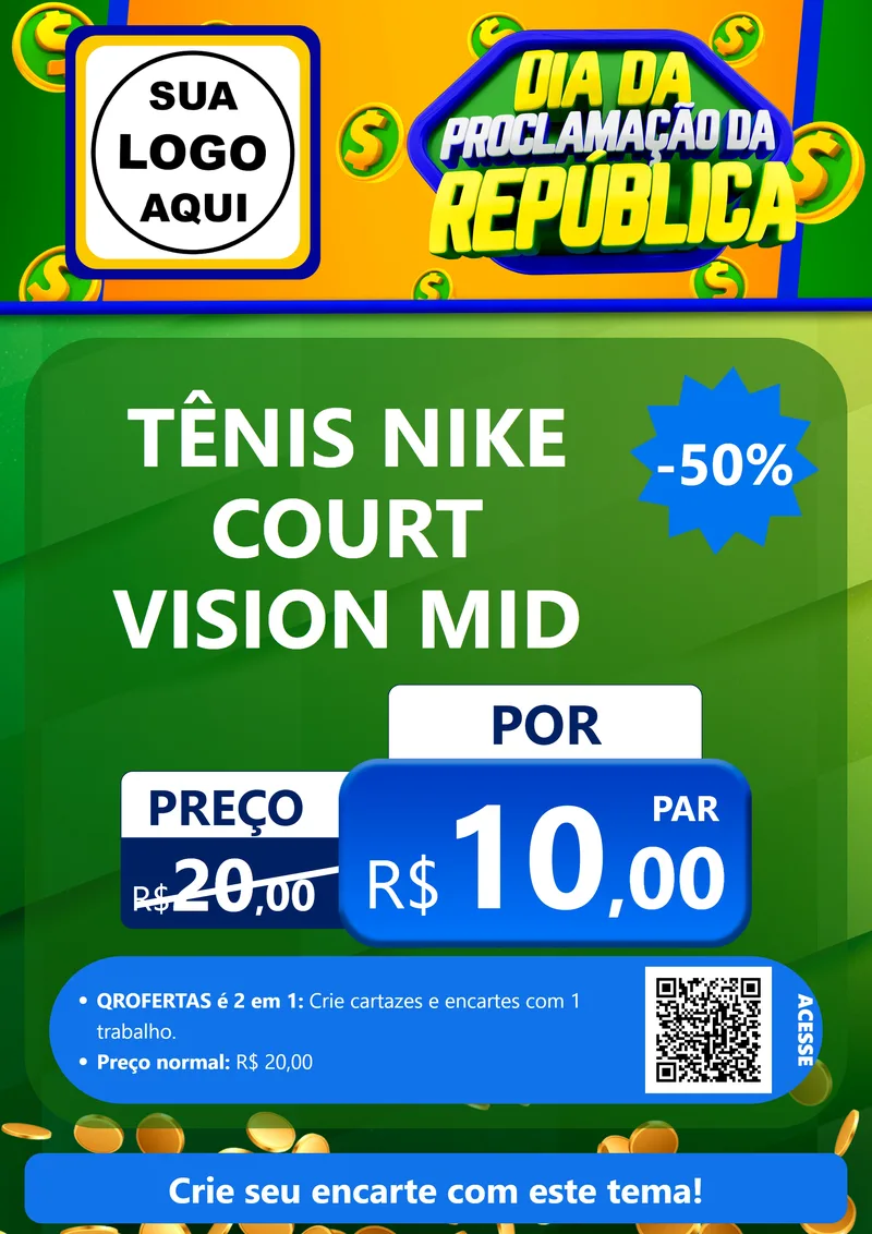 Modelo de Cartaz para Cartaz A4 Vertical com o tema Dia Da Proclamação da República para Calçados