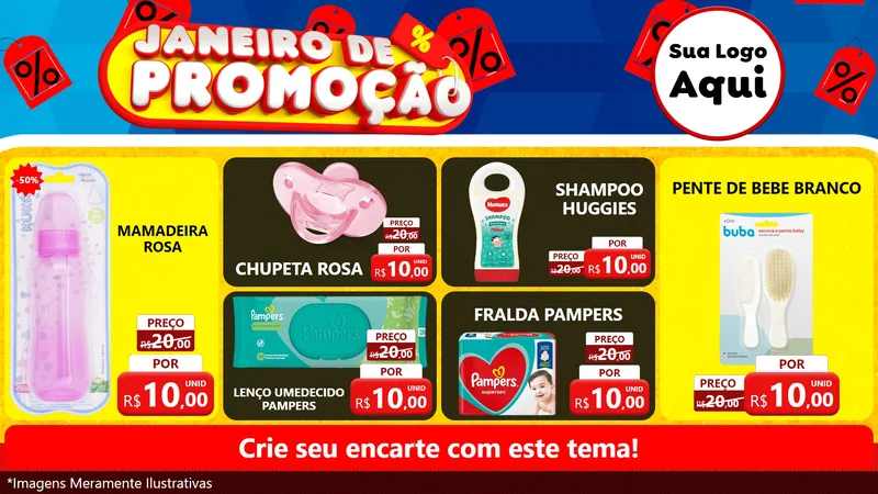 Modelo de TV para TV Horizontal com o tema Janeiro de Promoção para Bebês