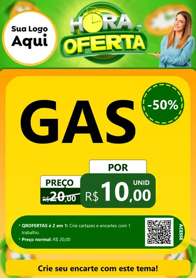 Modelo de Cartaz para Cartaz A4 Vertical com o tema Hora da Oferta para Água e gás