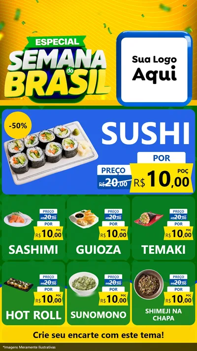 Modelo de Rede Social para Stories com o tema Especial Semana do Brasil para Comida japonesa