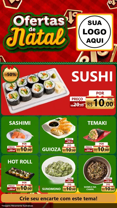Modelo de Rede Social para Stories com o tema Ofertas de Natal para Comida japonesa