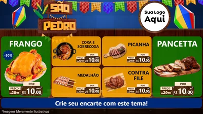 Modelo de TV para TV Horizontal com o tema São Pedro para Assados