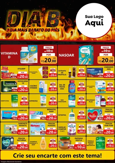 Modelo de Encarte para Encarte A4 Vertical com o tema Dia B para Farmácia