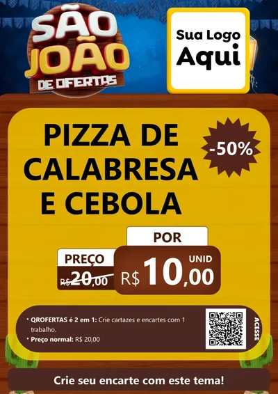 Modelo de Cartaz para Cartaz A4 Vertical com o tema São João Ofertas Imbatíveis! - Junina para Pizzaria