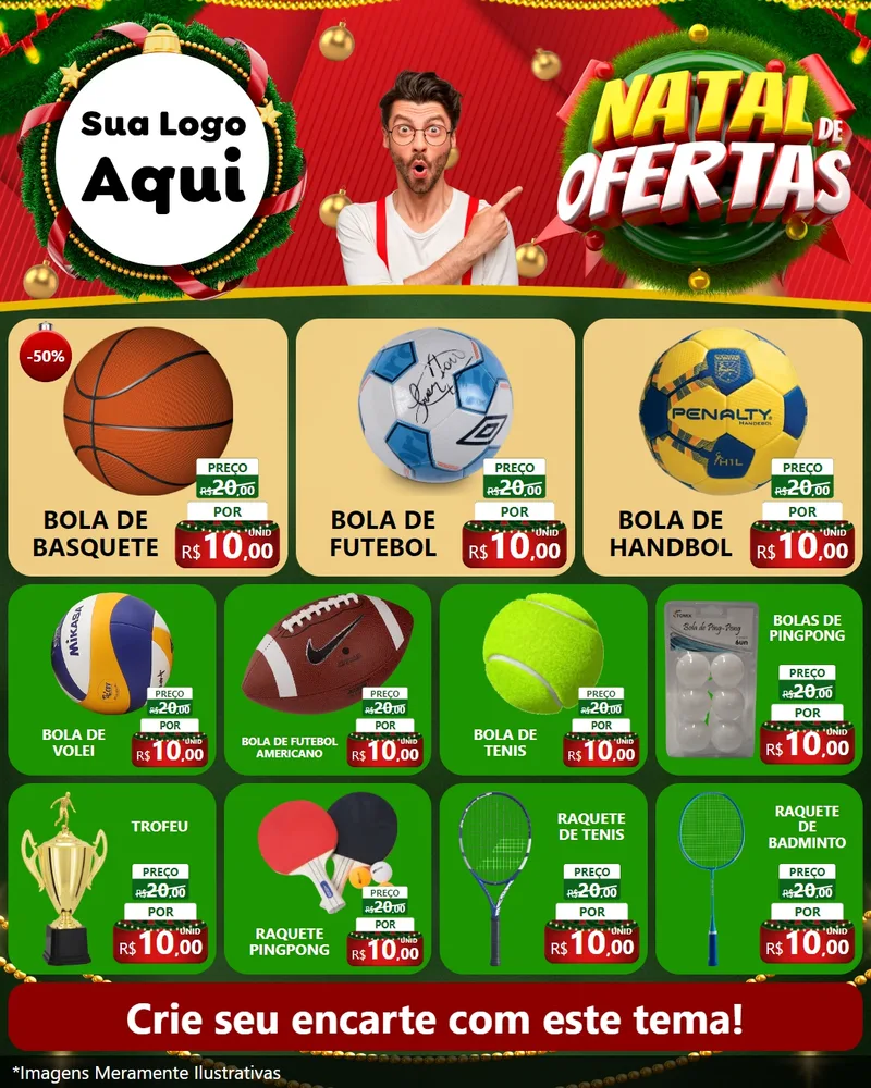 Modelo de Rede Social para Feed Instagram com o tema Natal de Ofertas para Artigos Esportivos