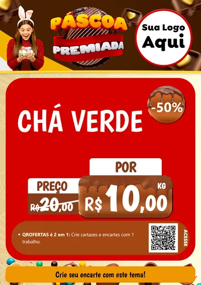 Modelo de Cartaz para Cartaz A4 Vertical com o tema Páscoa Premiada para Produtos Naturais
