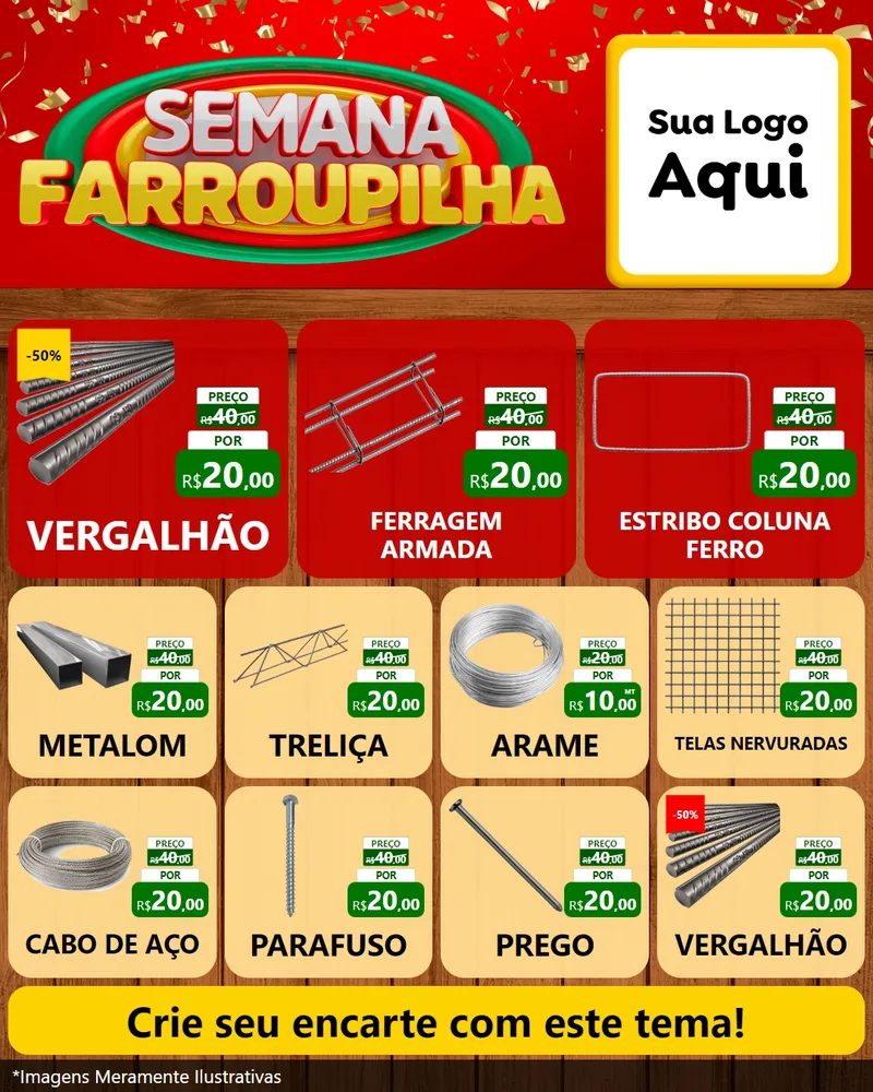 Modelo de Rede Social para Feed Instagram com o tema Semana Farroupilha para Ferragens