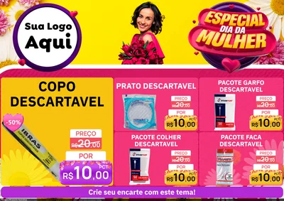 Modelo de Encarte para Encarte A4 Horizontal com o tema Especial Dia da Mulher para Embalagens