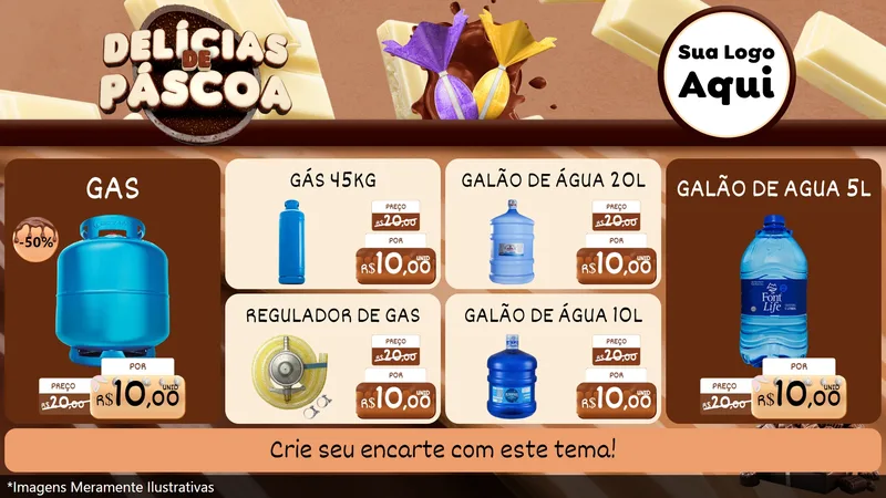 Modelo de TV para TV Horizontal com o tema Delícias de Páscoa para Água e gás