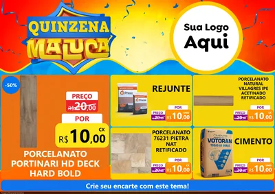 Modelo de Encarte para Encarte A4 Horizontal com o tema Quinzena Maluca para Pisos e revestimentos
