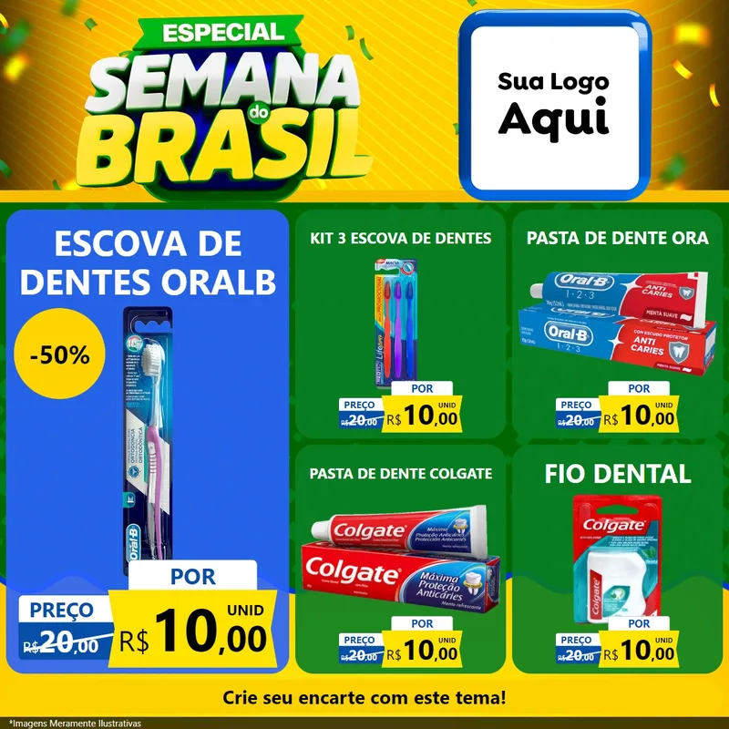 Modelo de Rede Social para Feed Facebook com o tema Especial Semana do Brasil para Higiene Pessoal