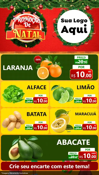 Modelo de TV para TV Vertical com o tema Promoção de Natal para Hortifrúti