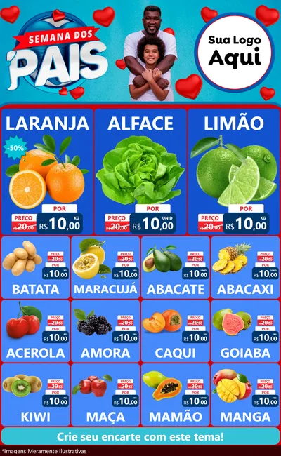 Modelo de Encarte para Encarte Grande com o tema Semana Dos Pais para Hortifrúti