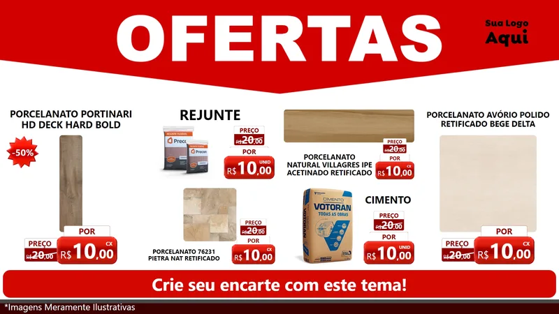 Modelo de TV para TV Horizontal com o tema Ofertas Vermelho Cartaz para Pisos e revestimentos