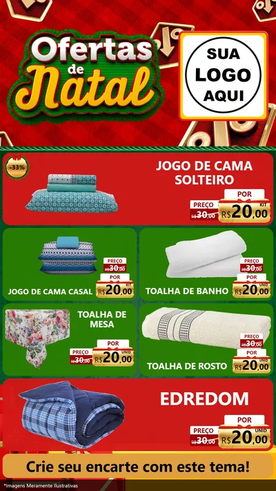 Modelo de TV para TV Vertical com o tema Ofertas de Natal para Cama, Mesa e Banho