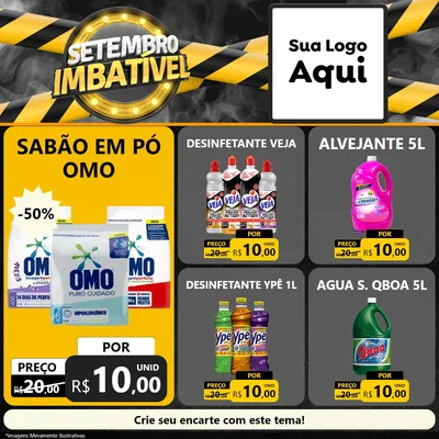 Modelo de Rede Social para Feed Facebook com o tema Setembro Imbatível para Produtos de Limpeza