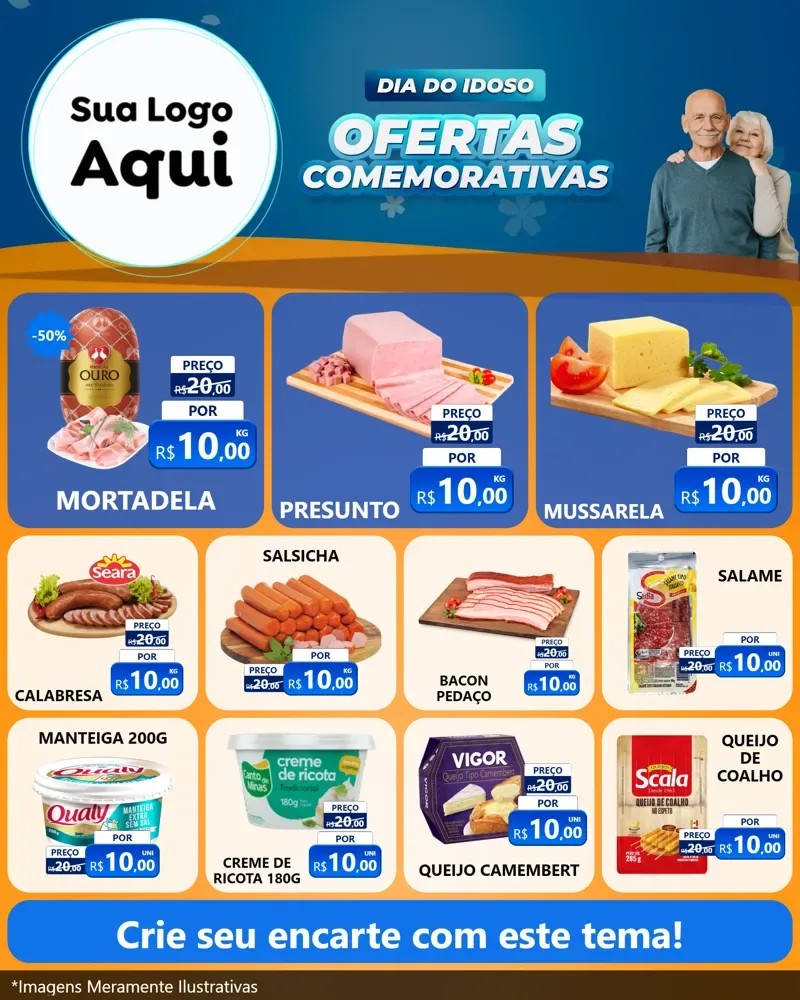 Modelo de Rede Social para Feed Instagram com o tema Dia do Idoso para Frios e Laticínios