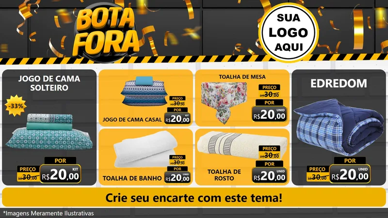 Modelo de TV para TV Horizontal com o tema Bota Fora para Cama, Mesa e Banho
