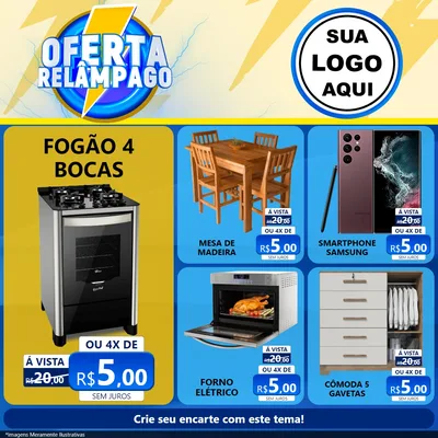 Modelo de Rede Social para Feed Facebook com o tema Oferta Relâmpago para Móveis e Eletro