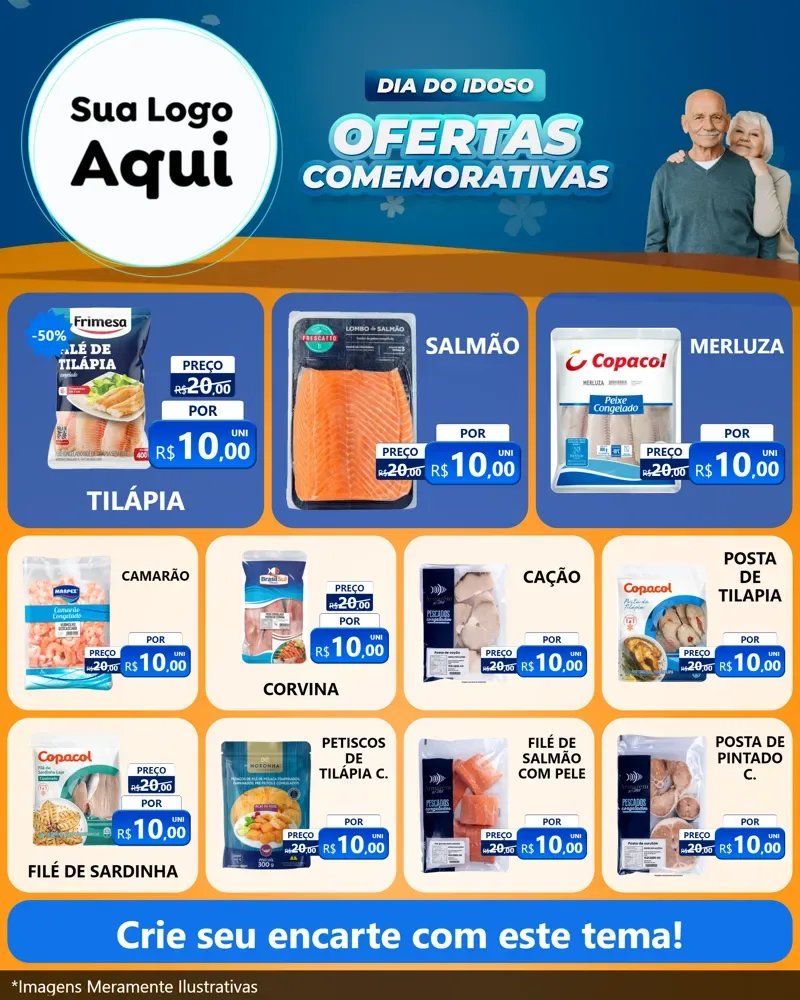 Modelo de Rede Social para Feed Instagram com o tema Dia do Idoso para Peixaria