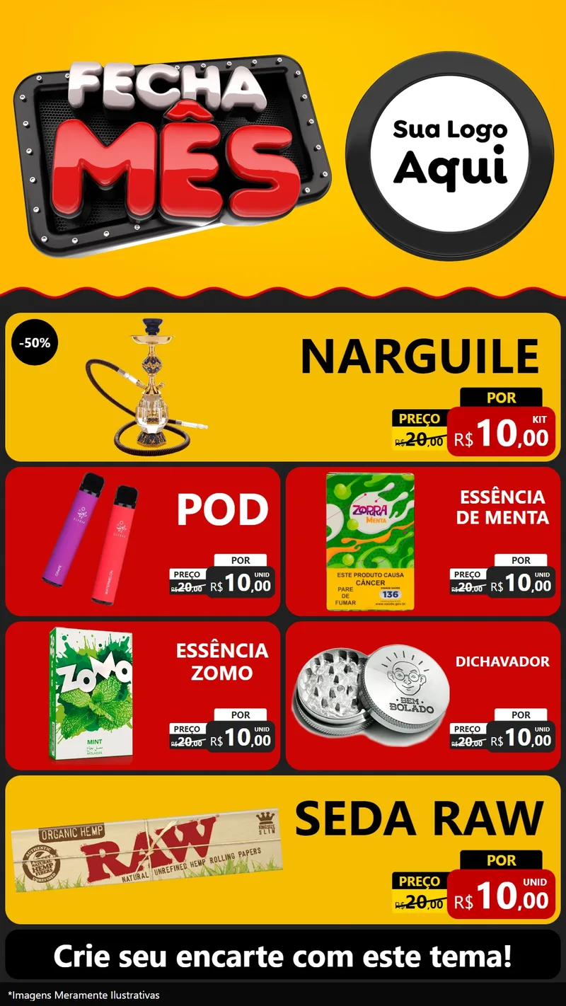 Modelo de TV para TV Vertical com o tema Fecha Mês para Tabacaria