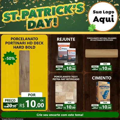 Modelo de Rede Social para Feed Facebook com o tema St Patriks Day para Pisos e revestimentos
