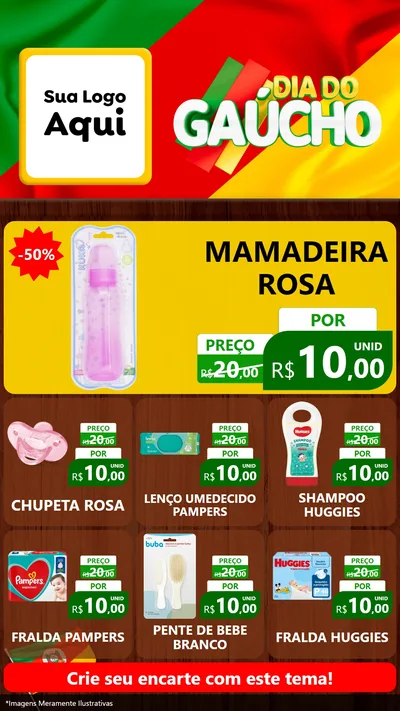 Modelo de Rede Social para Stories com o tema Dia do Gaúcho para Bebês