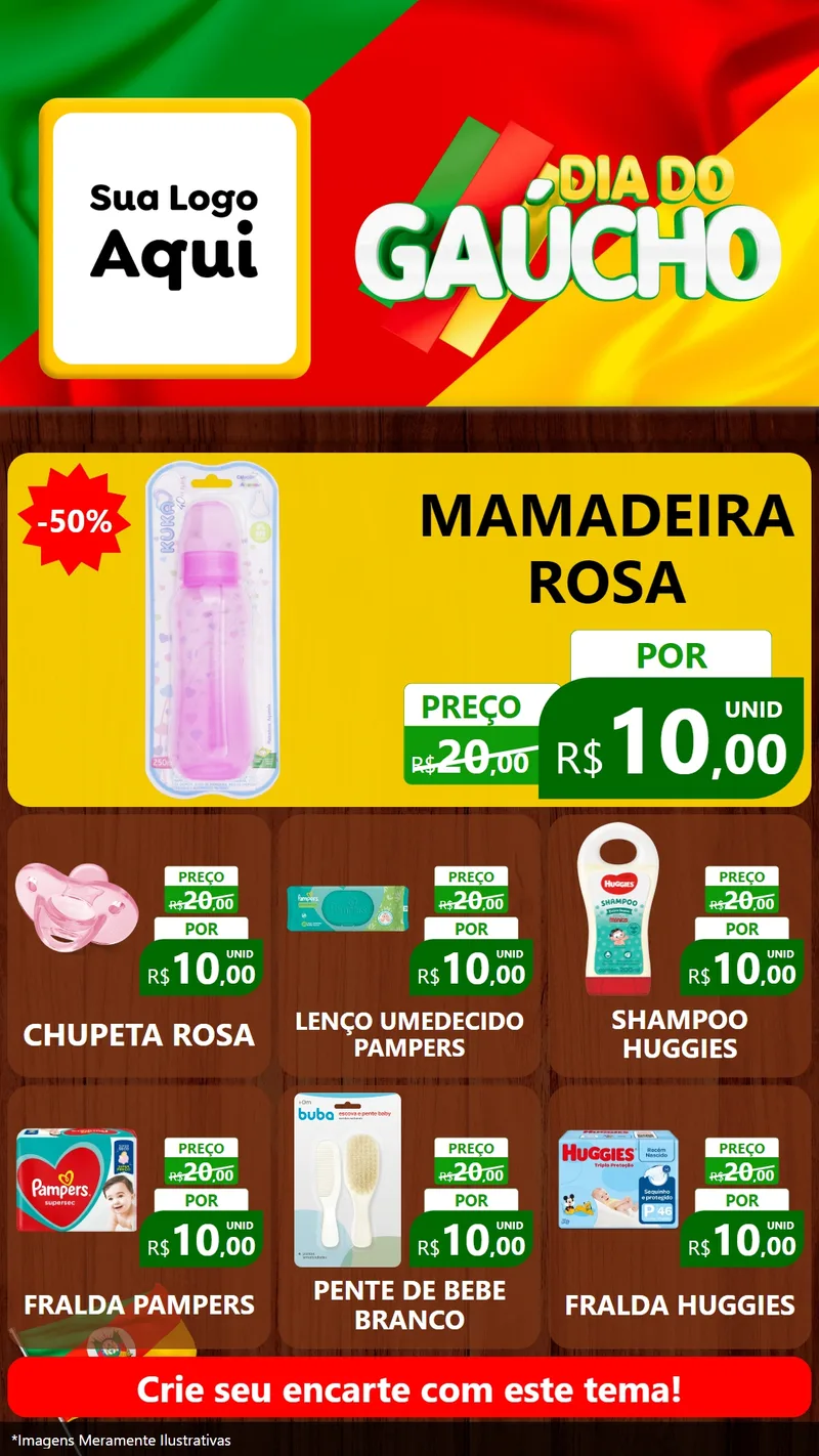 Modelo de Rede Social para Stories com o tema Dia do Gaúcho para Bebês
