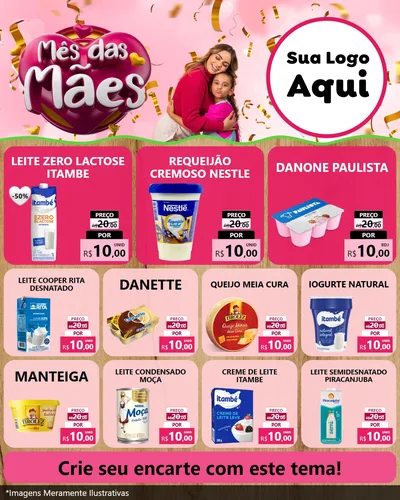 Modelo de Rede Social para Feed Instagram com o tema Mês das Mães para Frios e Laticínios