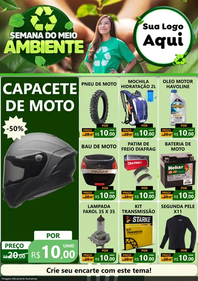Modelo de Encarte para Encarte A4 Vertical com o tema Semana do Meio Ambiente para Moto peças