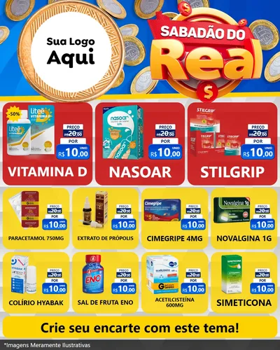 Modelo de Rede Social para Feed Instagram com o tema Sabadão do Real para Farmácia
