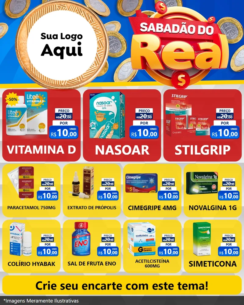 Modelo de Rede Social para Feed Instagram com o tema Sabadão do Real para Farmácia