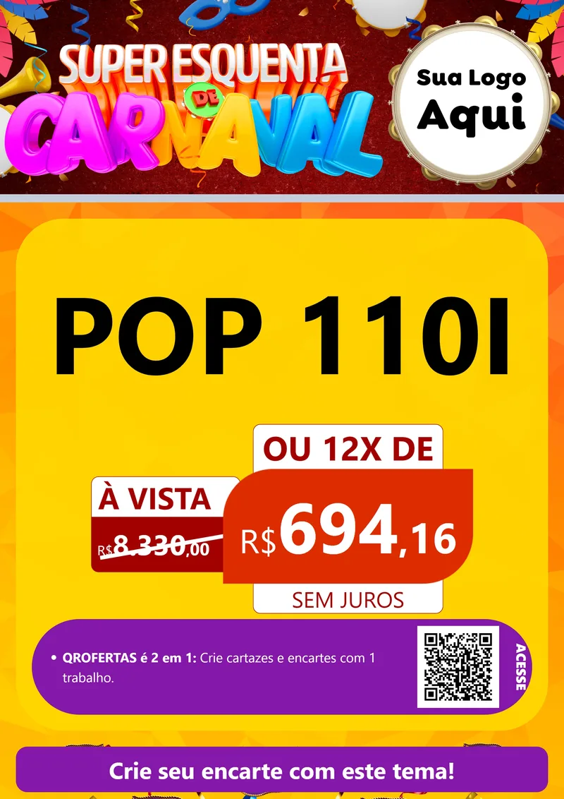 Modelo de Cartaz para Cartaz A4 Vertical com o tema Super Esquenta de Carnaval para Concessionaria de Motos