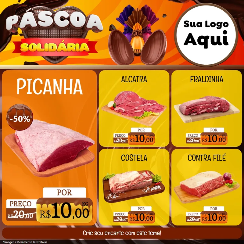 Modelo de Rede Social para Feed Facebook com o tema Páscoa Solidária para Açougue