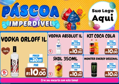 Modelo de Encarte para Encarte A4 Horizontal com o tema Páscoa Imperdível para Distribuidora de bebidas