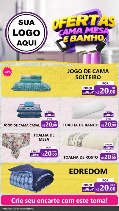 Modelo de TV para TV Vertical com o tema Ofertas Cama, Mesa e Banho para Cama, Mesa e Banho