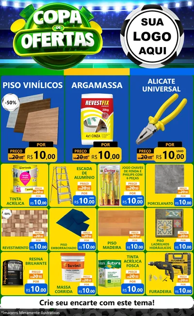 Modelo de Encarte para Encarte Grande com o tema Copa de Ofertas para Material para Construção