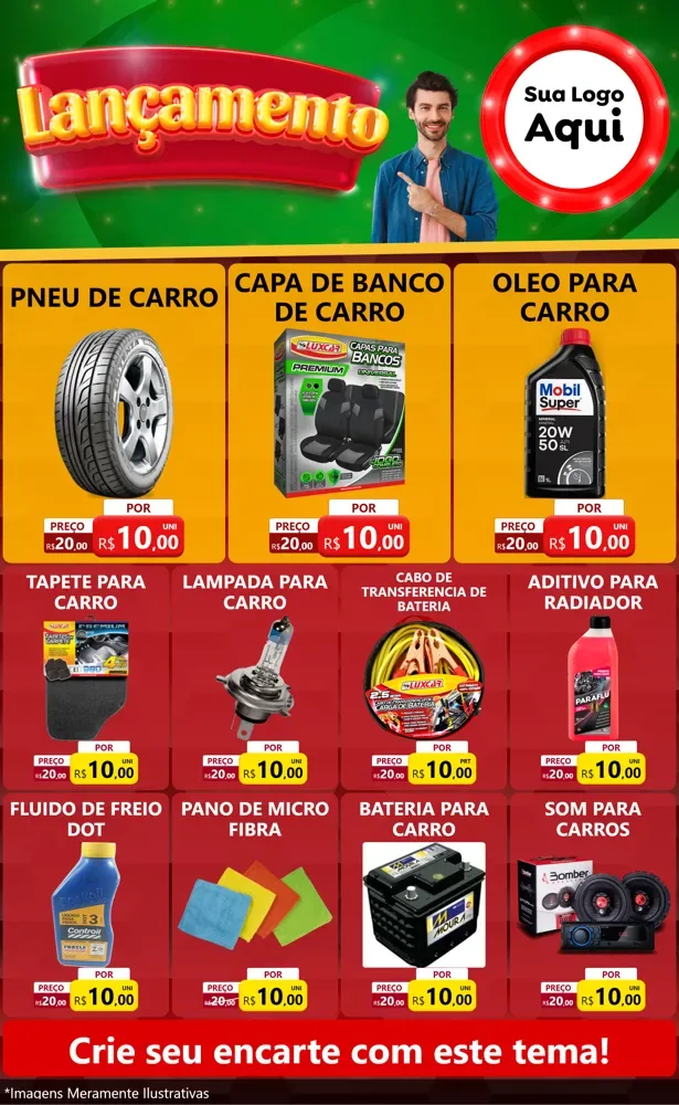 Modelo de Encarte para Encarte Grande com o tema Lançamento para Auto peças