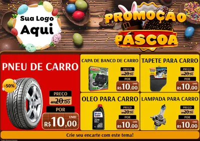Modelo de Encarte para Encarte A4 Horizontal com o tema Promoção Páscoa para Auto peças