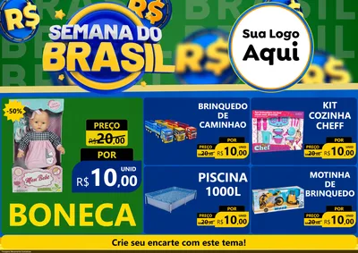 Modelo de Encarte para Encarte A4 Horizontal com o tema Semana Do Brasil para Brinquedos