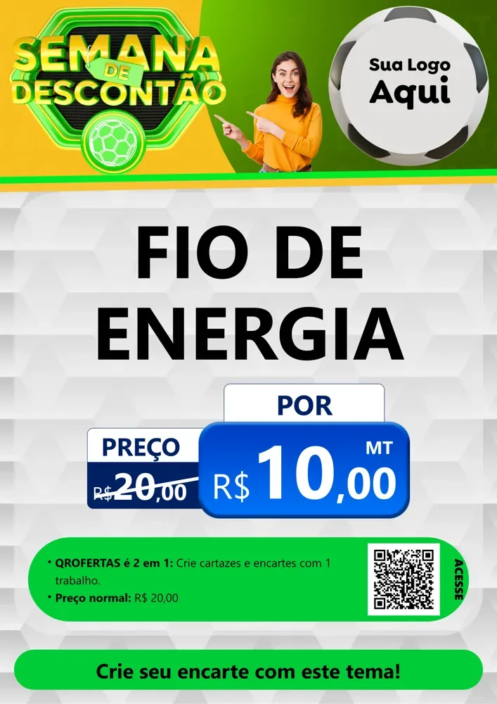 Modelo de Cartaz para Cartaz A4 Vertical com o tema Semana de Descontão - Copa para Materiais Elétricos