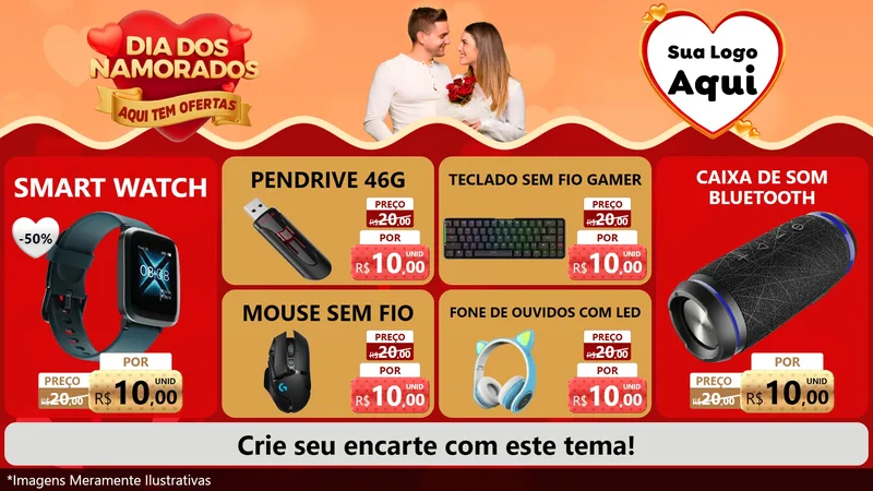 Modelo de TV para TV Horizontal com o tema Dia dos Namorados - Aqui Tem Ofertas para Informática