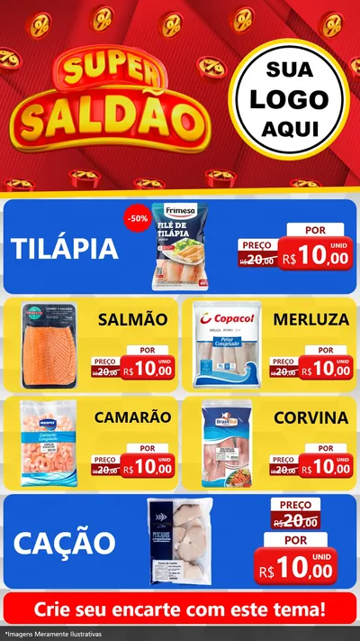 Modelo de TV para TV Vertical com o tema Super Saldão para Peixaria
