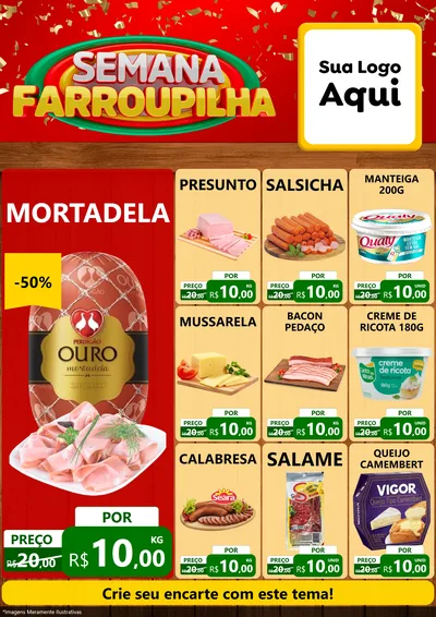 Modelo de Encarte para Encarte A4 Vertical com o tema Semana Farroupilha para Frios e Laticínios