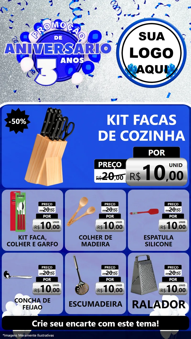 Modelo de Rede Social para Stories com o tema Promoção de Aniversário - 3 Anos para Utilidades Domésticas