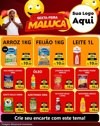 Modelo de Rede Social para Feed Instagram com o tema Sexta-feira Maluca para Supermercado