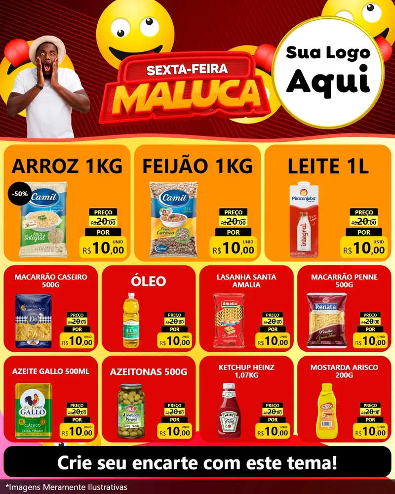 Modelo de Rede Social para Feed Instagram com o tema Sexta-feira Maluca para Supermercado