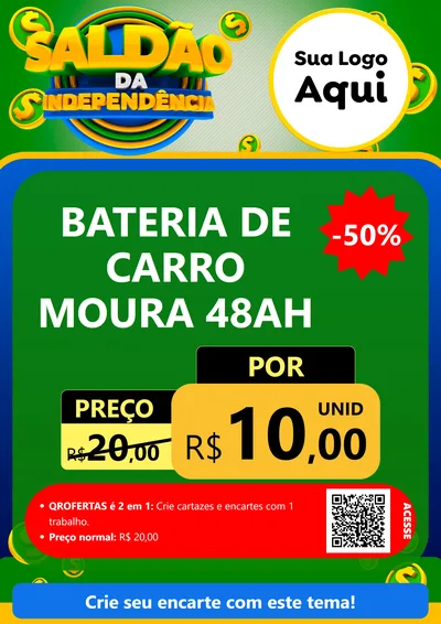 Modelo de Cartaz para Cartaz A4 Vertical com o tema Saldão da Indepêndencia para Baterias Elétricas